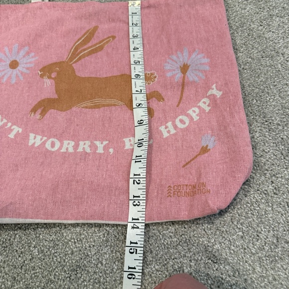 Cotton On Foundation Reusable Tote Bunny Rabbit Flowers Don’t Worry Be Hoppy Bag - Picture 4 of 8